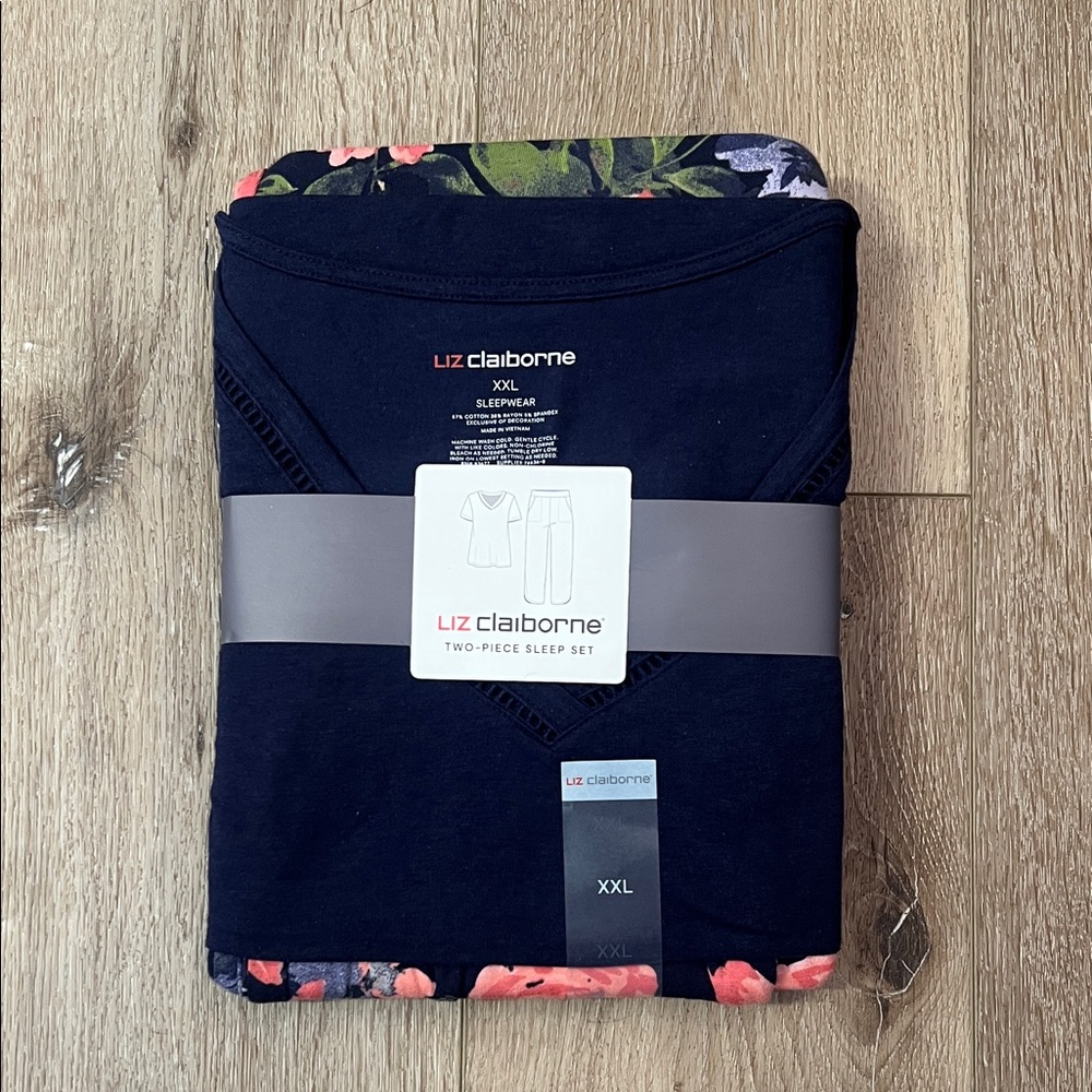 Liz Claiborne - 2 piece sleep set, NEW WITH TAGS, navy, coral, lavender XXL